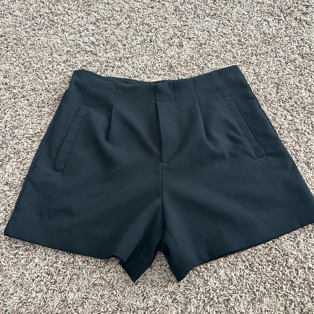Black High-Rise Tailored Shorts